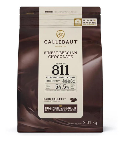 Chocolate Belga 811 Dark 54,5 Callets 2,01kg Callebaut