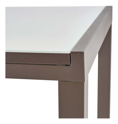 Mesa De Alumínio Extensível Marrom 6 Lugares 160x90 Cm
