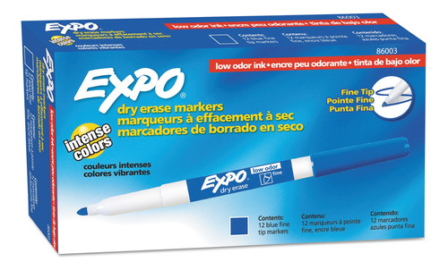 Expo Bajo Olor Seco Borra El Marcador, Punto Fino, Azul,