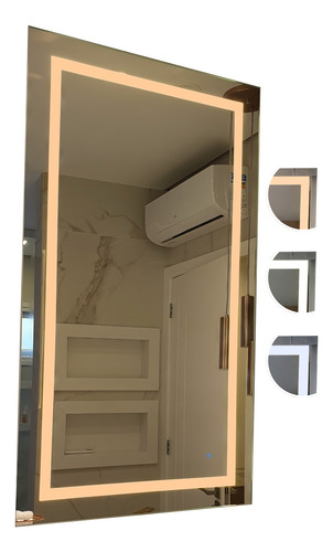Espelho Retangular Jateado Com Led 60x90 3 Tonalidades