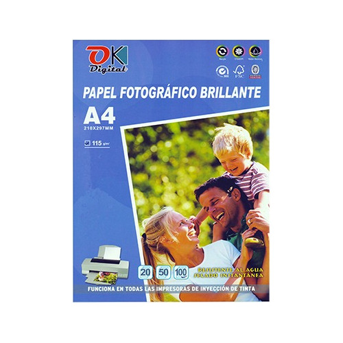 Papel Fotográfico Premíum Alto Brillo 115g Resma X 100 Hojas