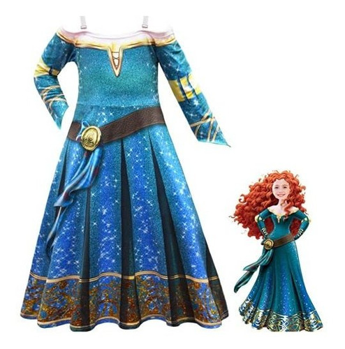 Little Girls Princess Dress Merida Costume Dress Party Carni