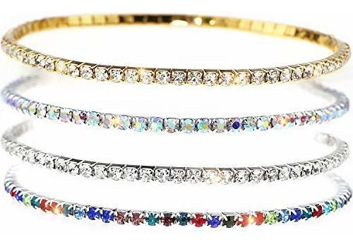 Suyi - Pulsera De Tobillo De Cristal Para Mujer, 4 Piezas, T