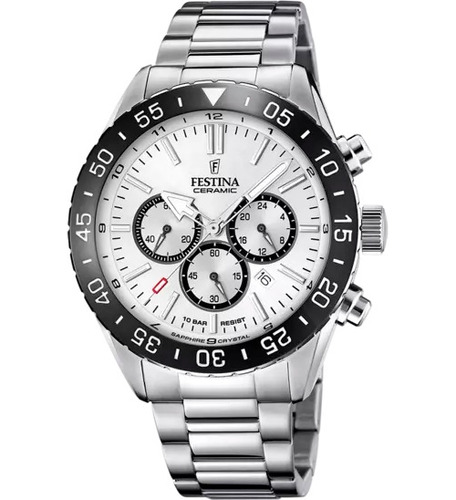 Relógio Masculino Festina Aço Inox Cronógrafo Ceramic Safira