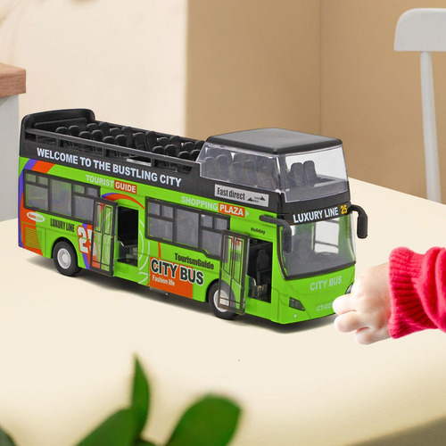 Toy De Autobús De Dos Pisos De Turismo Con Luces Y Verde