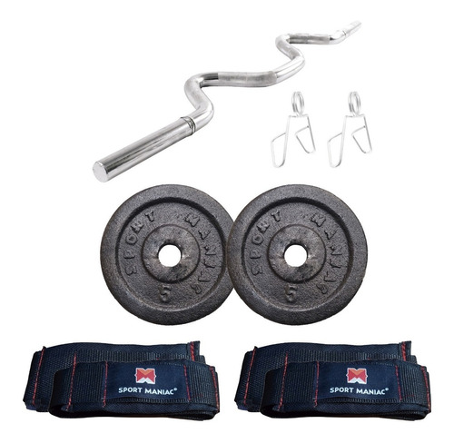 Kit Sport Maniac Cinta, Barra Cromada, Discos Fundición 10kg