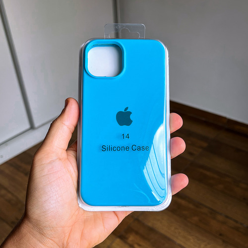 Silicone Case Iphone 14 Funda Silicona Celeste Lisa