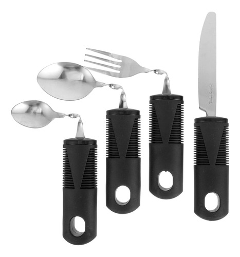 4 Utensilios Adaptativos Para Diestros, Cuchara Curvada Y Te