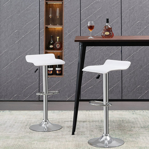 Set de 2 Bancos Modernos Blancos Giratorios 360° Altura Ajustable Homemake Furniture