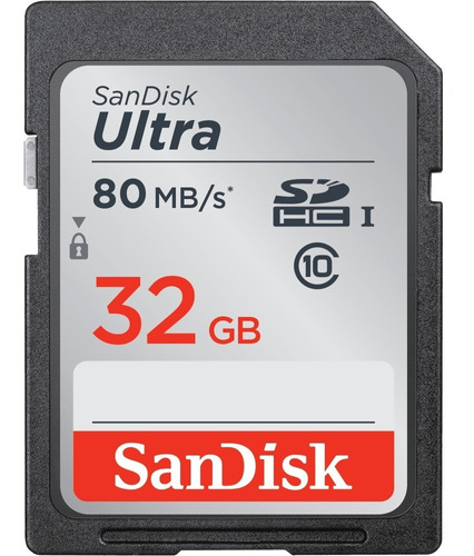 Sd 32 Gb Clase 10 Sandisk  80 Mb/s Full Hd
