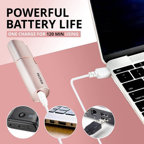 Depiladora Facial Afeitadora Vello Usb 2 Cabezales Repuesto