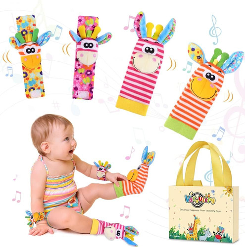 Baby Socks And Toys 4-piece Set For Early Education
