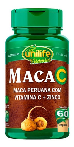 Suplemento De Maca Peruana Vegano 60 Caps + Zinc Vitamina C