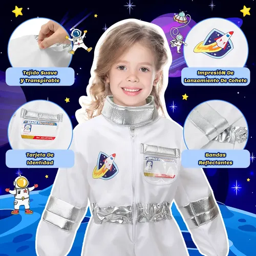 Disfraz De Astronauta Espacial Para Adultos – Traje Con Parches, Cremallera Y Cuello Acolchado