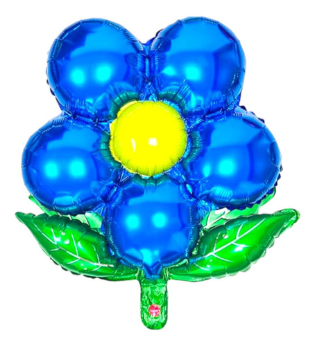 5 Globos Metalicos 46 Cm En Forma De Flor Color Azul 