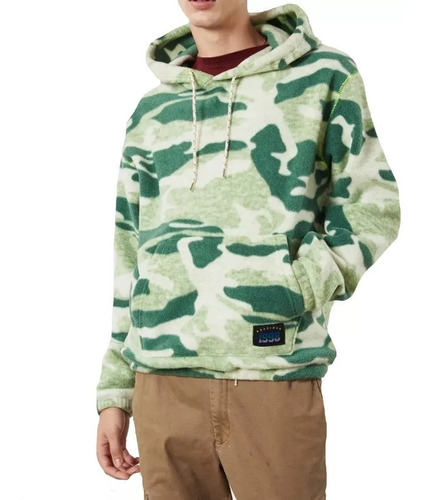 Buzo Hombre Bensimon Hoodie Polar Camuflado Verde Pre