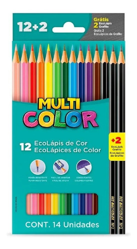 Lapis De Cor Multicolor 12 Cores + 2 Hb - Faber Castell
