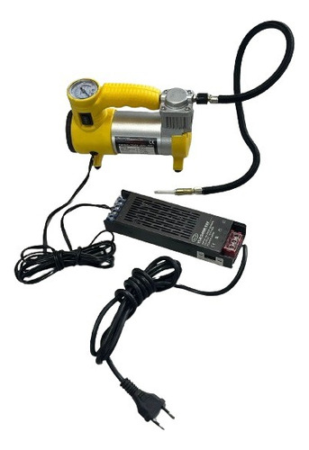 Compressor Ar C/ Fonte 110 V/ 220 V Encher Bola Colção Pneu