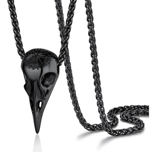 Prosteel Raven Skull Compass Collar Negro Para Hombres Goth