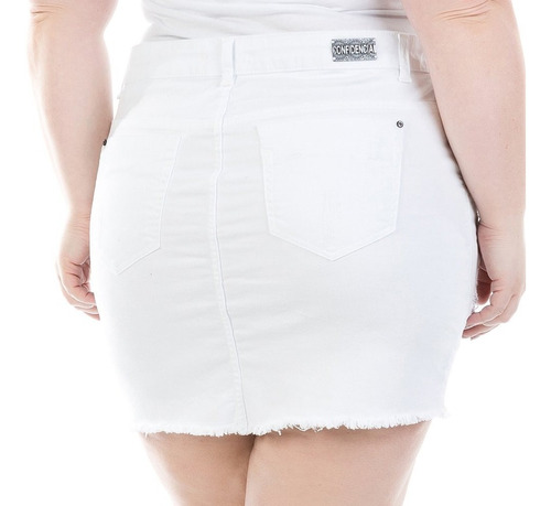 saia jeans branca plus size