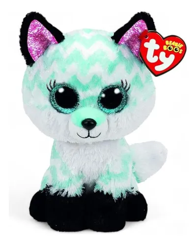 Peluche Ty Beanie Boos Atlas Lobo Aqua Mediano Celeste