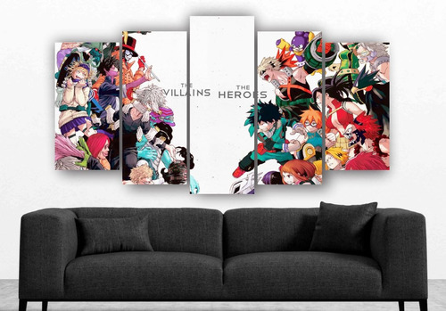 Set De 5 Cuadros Decorativo My Hero Academia Anime - 07