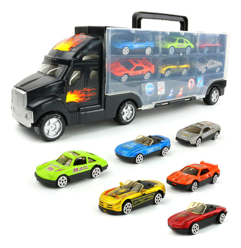 Big Mo's Toys Transport Car Carrier Truck, Con 6 Autos De Ca