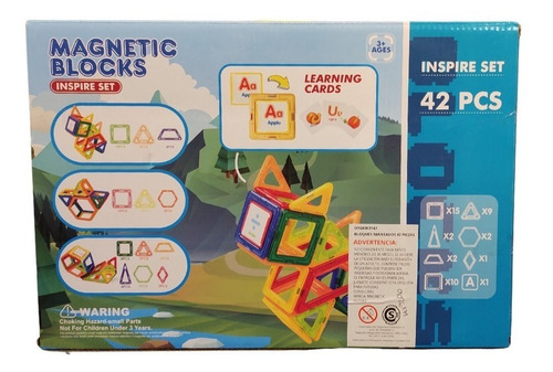 Imagen 2 de 2 de Bloques Magneticos 42 Piezas Imanes Con Formas Magnetic F