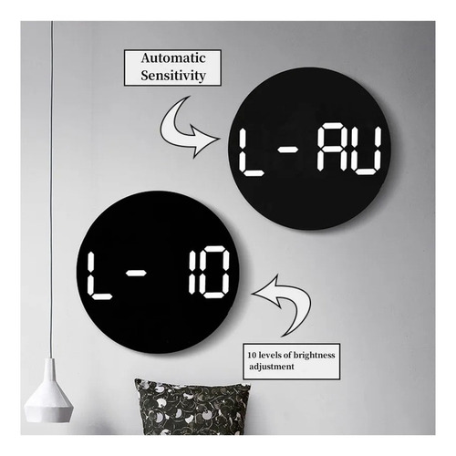 Reloj De Pared Silencioso Led Digital Simple De 10 Pulgadas