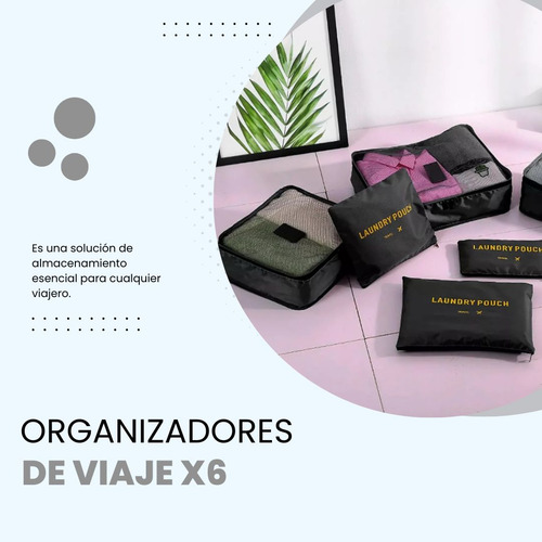 Set Organizador De Valija MTL X6 Unidades Color Negro Neceser Bolso Viaje Ropa Doblada Lavable Plegable Resistente Práctico Portátil