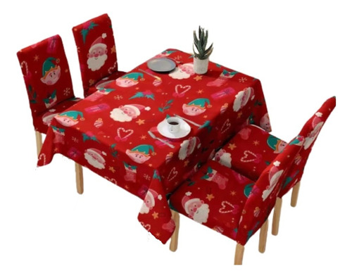 Set Navideño Mantel Navidad + 6 Fundas Sillas Pack Cl-15.1