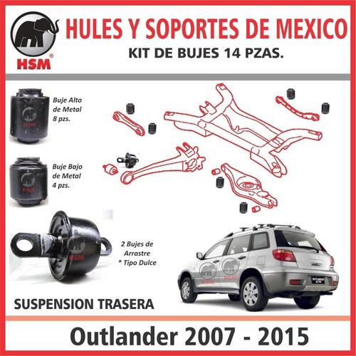 Imagen 6 de 7 de Bujes Suspension Trasera Outlander 14pzs 2007 2008 2009