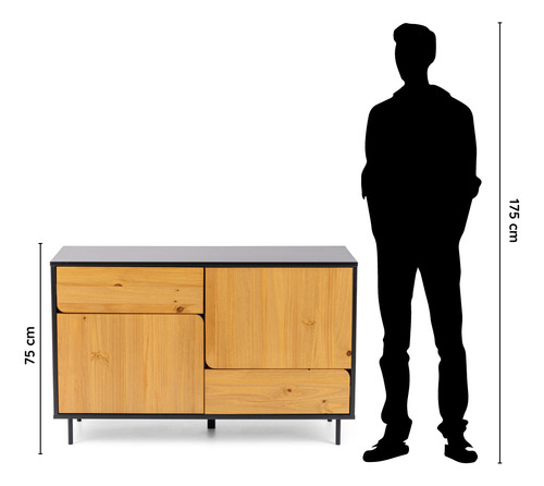 Balcão Em Madeira E Mdf Eclipse Artemobili Cor Preto/mel