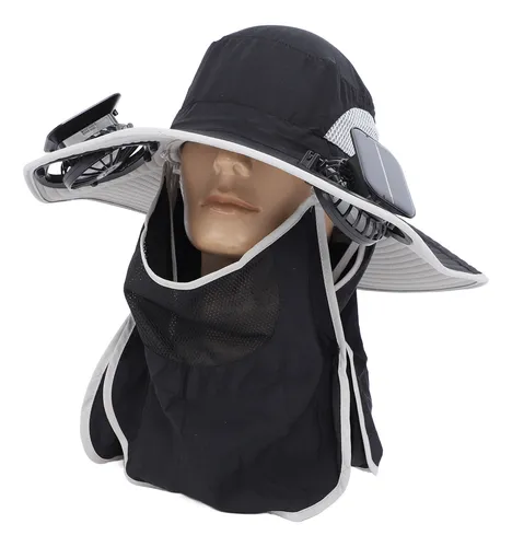 Black Black Solar Fan Hat Wide Brim Outdoor Fishing