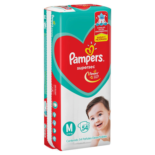 Pañales Pampers Supersec M 54 unidades
