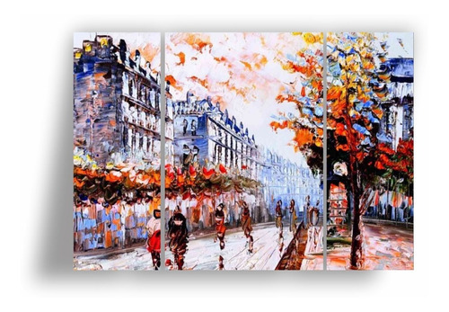 Quadro Decorativo 120x60 Sala Quarto Arte Paris Rua Pessoas Cor n/a Cor da armação n/a