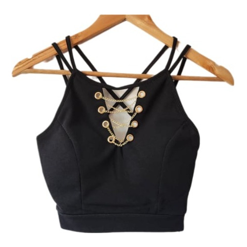 Crop Top Mujer Con Detalle De Cadenas