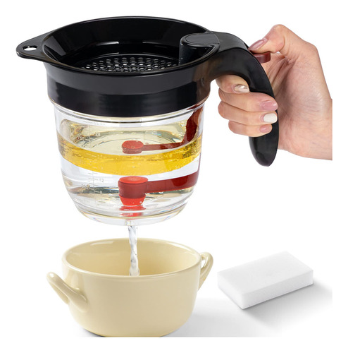Fat Separator With Bottom Release, 4 Cup Oil Gravy Separato.