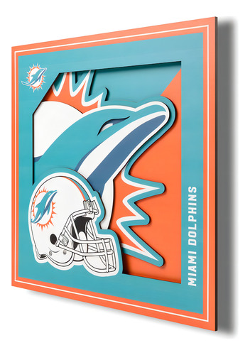 Cuadro Decorativo Nfl 3d Logo Series Dolphins