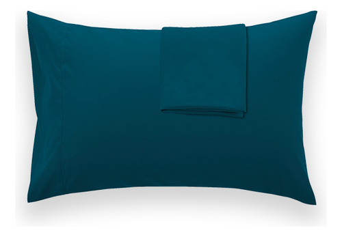 4 Fundas De Almohada | Matrimonial | 2 Colores A Color Terra-cobalto Liso