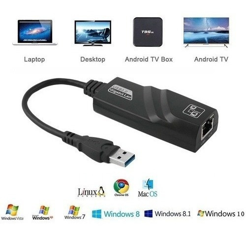 Imagem 2 de 3 de Adaptador Gigabit Lan Rede Usb 3.0 Ethernet 10/100/1000 Note