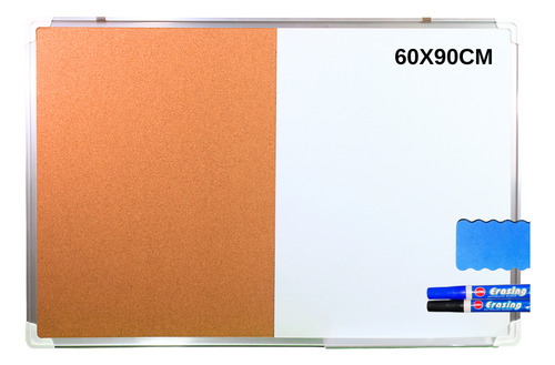 Pizarron Doble Blanco Y Corcho 60x90cm Oficina