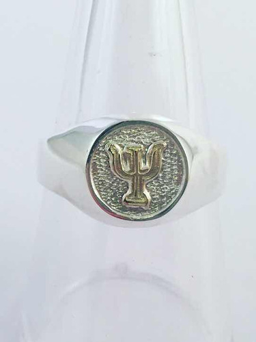 Anillo Sello Profesión Psicólogo Psicóloga Plata 925 Y Oro.