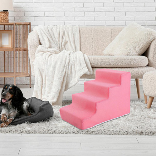 Escalera Para Mascotas, Escalones Para Perros, Rosa 4 Pasos