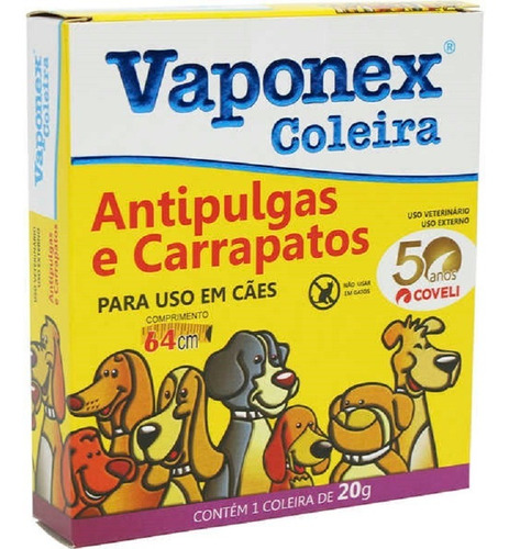 Vaponex 20g Coleira Para Cães Anti Pulgas E Carrapatos  64cm