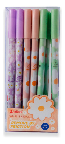 Set De 12 Plumas Con Estampado Floral En Tonos Pastel