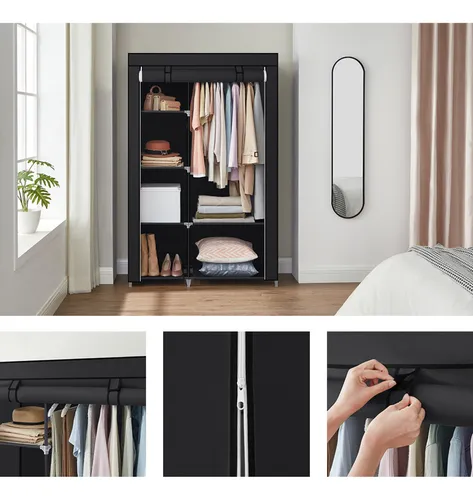 Armario De Tela Desarmable Closet Plegable Doble 105 X 175cm Color Gris
