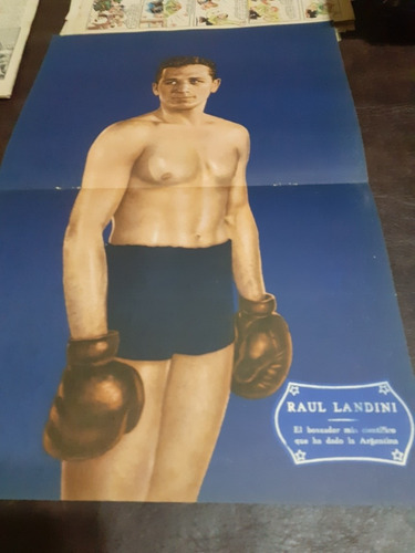 Antiguo Póster El Gráfico Raúl Landini Boxeo 1936