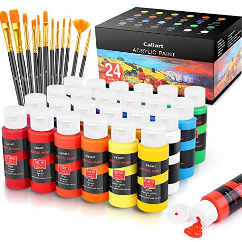 Caliart Acrylic Paint Set, 24 Colors (59ml, 2oz) Art Craft P