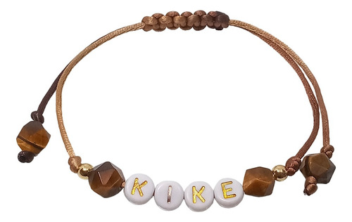 Pulsera Hombre | Nombre Kike | Cuarzo Marrón - Joyas Lucyana